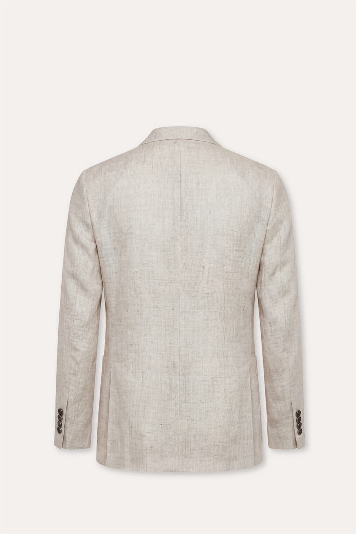 Linen/Wool Double Breasted Blazer Light Beige