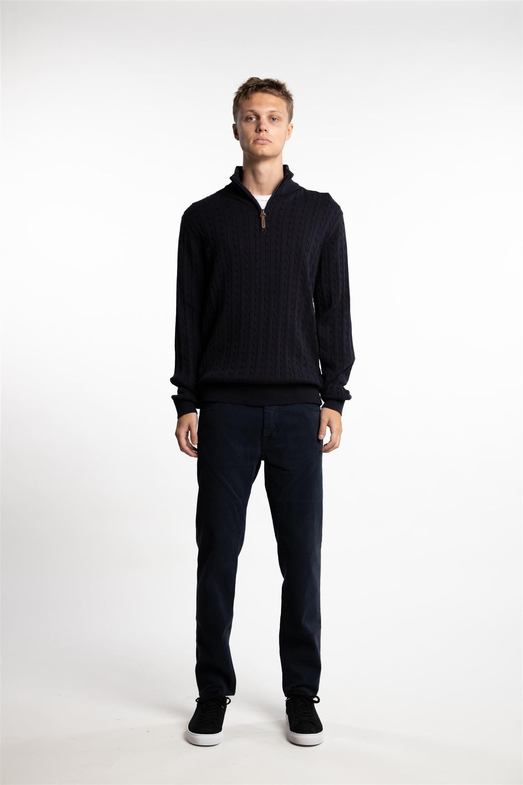 Half Zip Cable Knit Navy