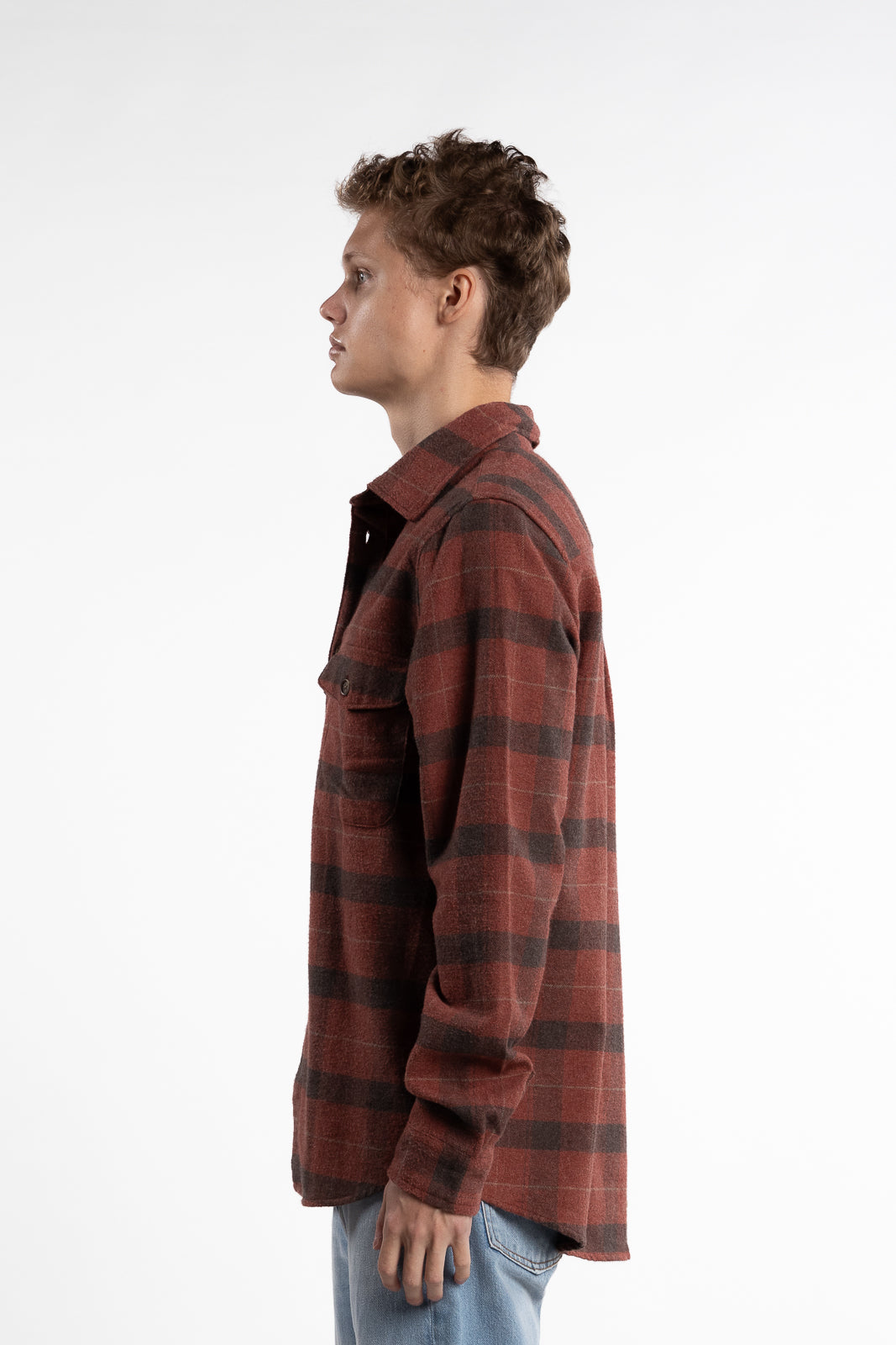 Lennon Flannel Check Coffee Brown/Fired Brick