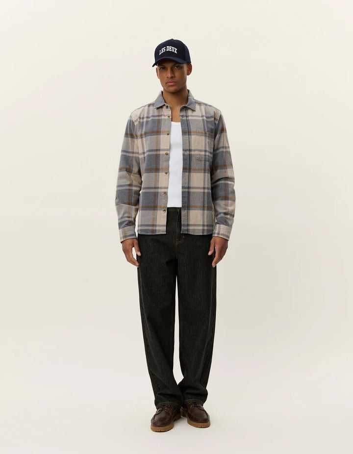 Jeremy Check Flannel Shirt Grey Melange