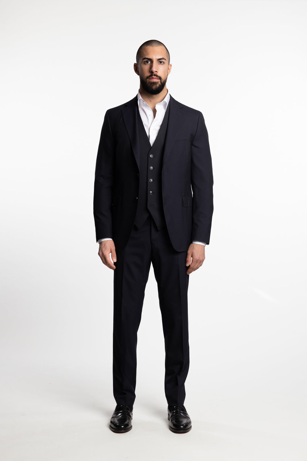 Carlo Slim Fit Wool Waistcoat Dark Navy