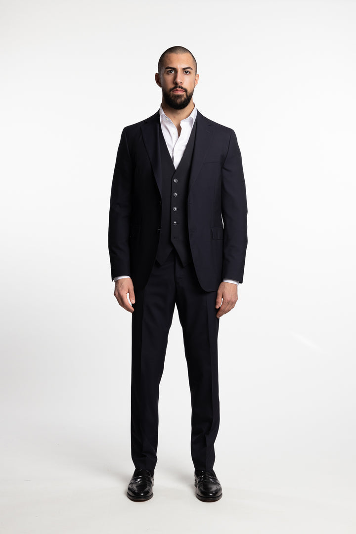 Carlo Slim Fit Wool Waistcoat Dark Navy