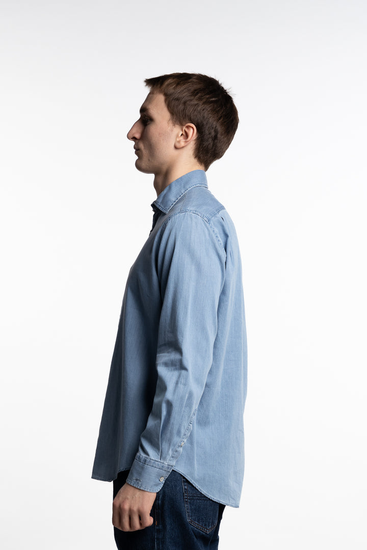 Giza Cotton X-Soft Light Denim Shirt Light Blue