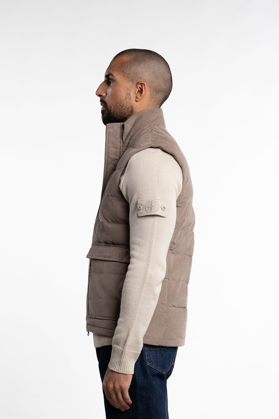 Vest Zip Corduroy Cotton Grey