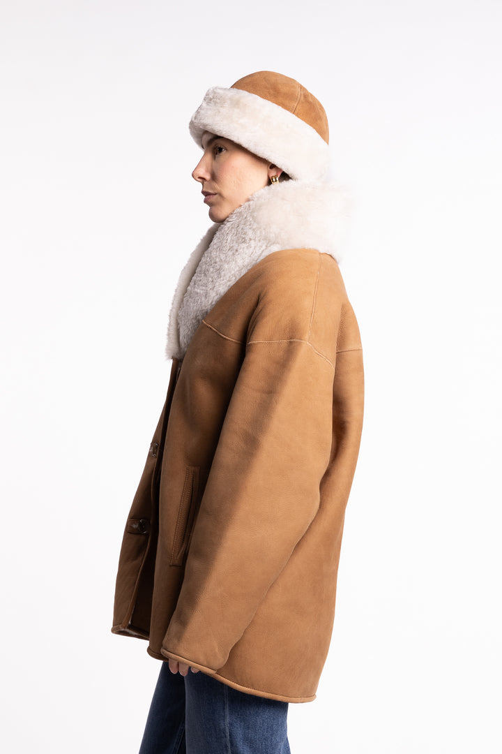 Melli Shearling Jacket- Camel Suede