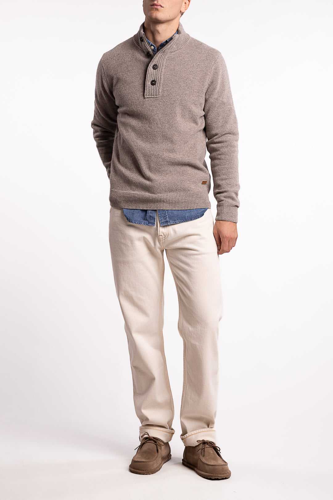 Essential Patch Half Zip Stone