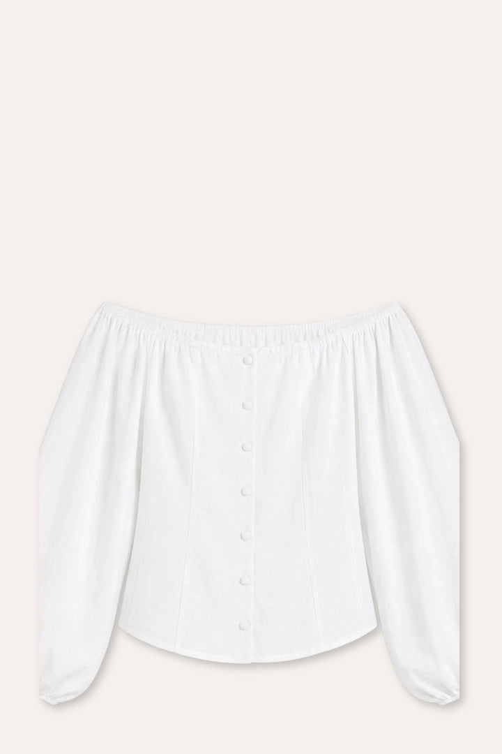 Luiza Stretch Linen Shirt- White
