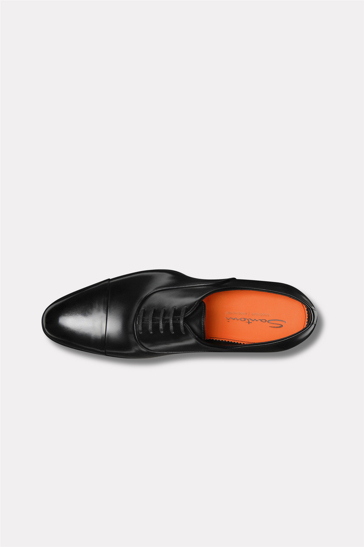 Isaac Polished Black Leather Oxford Shoe