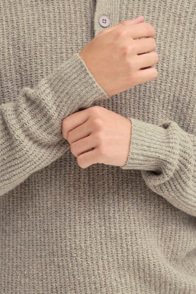 Gahn 1X1 Rib Polo Knit Steel Grey