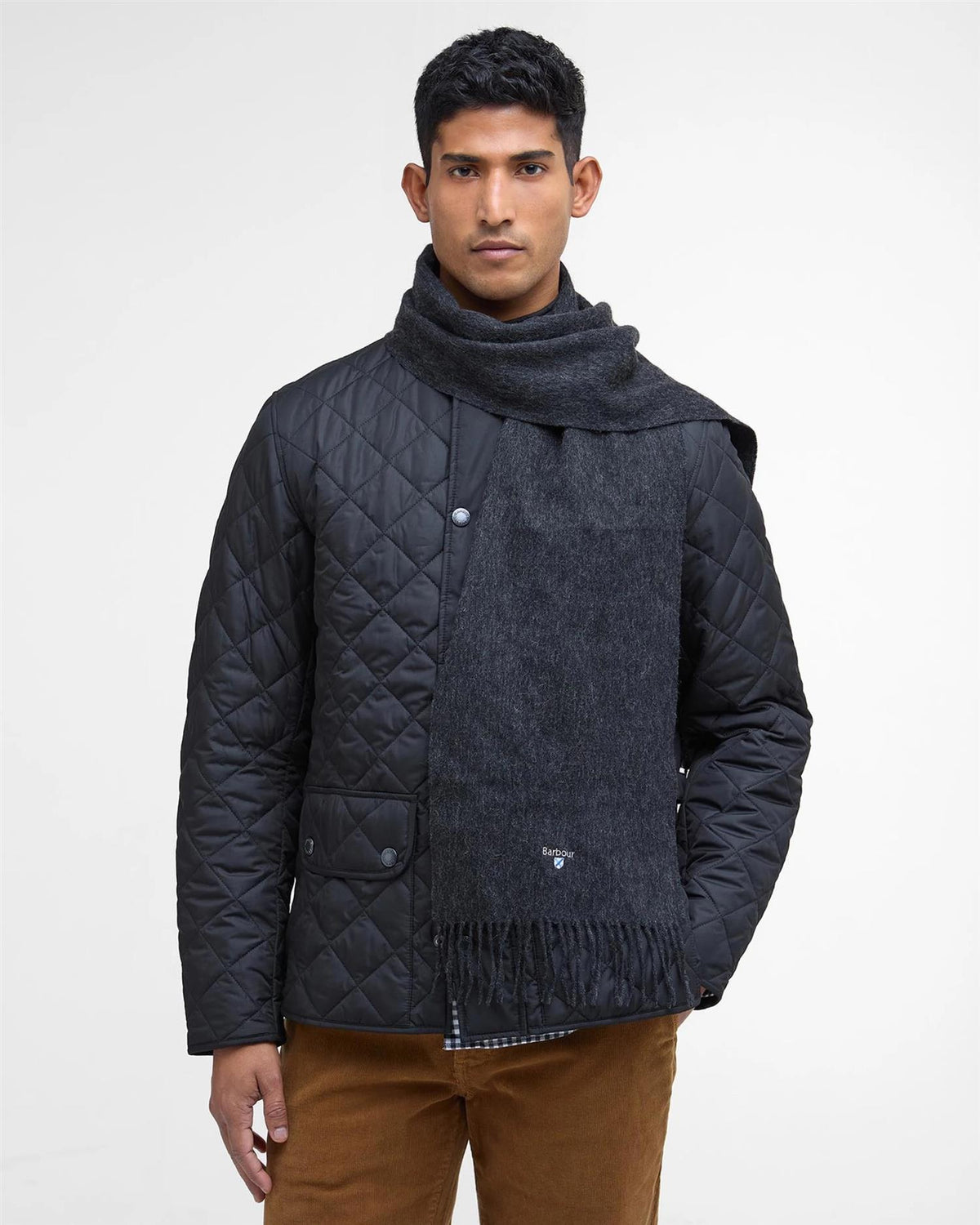 Plain Lambswool Scarf Charcoal Grey