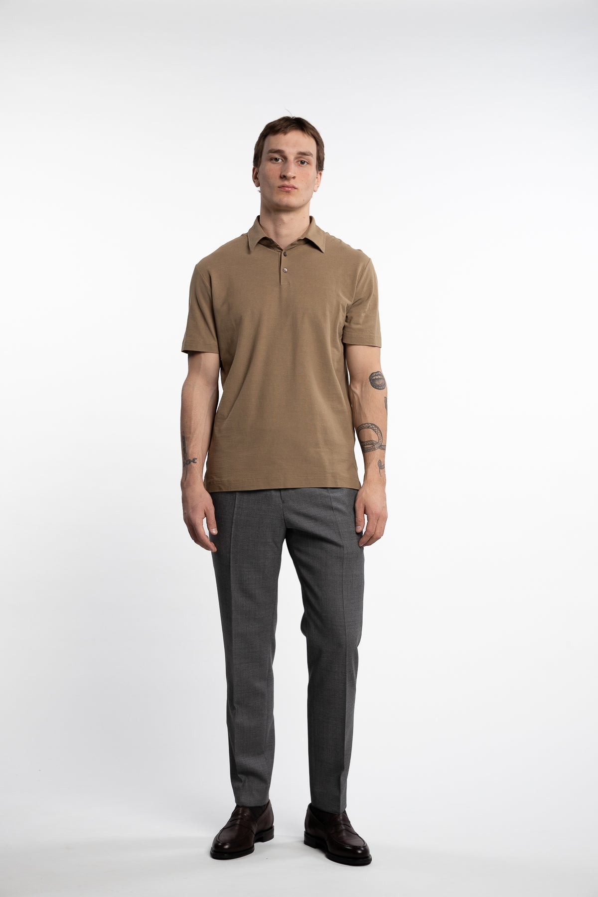 Ice Cotton Short Sleeve Polo Shirt Beige