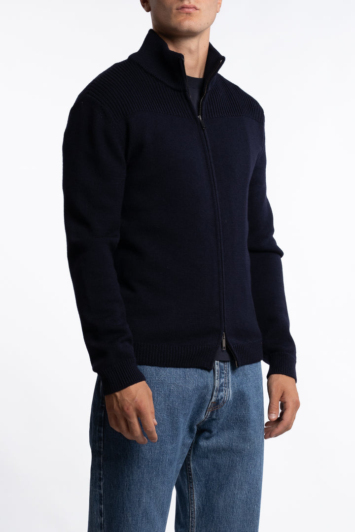Full-zip Wool Cardigan Navy