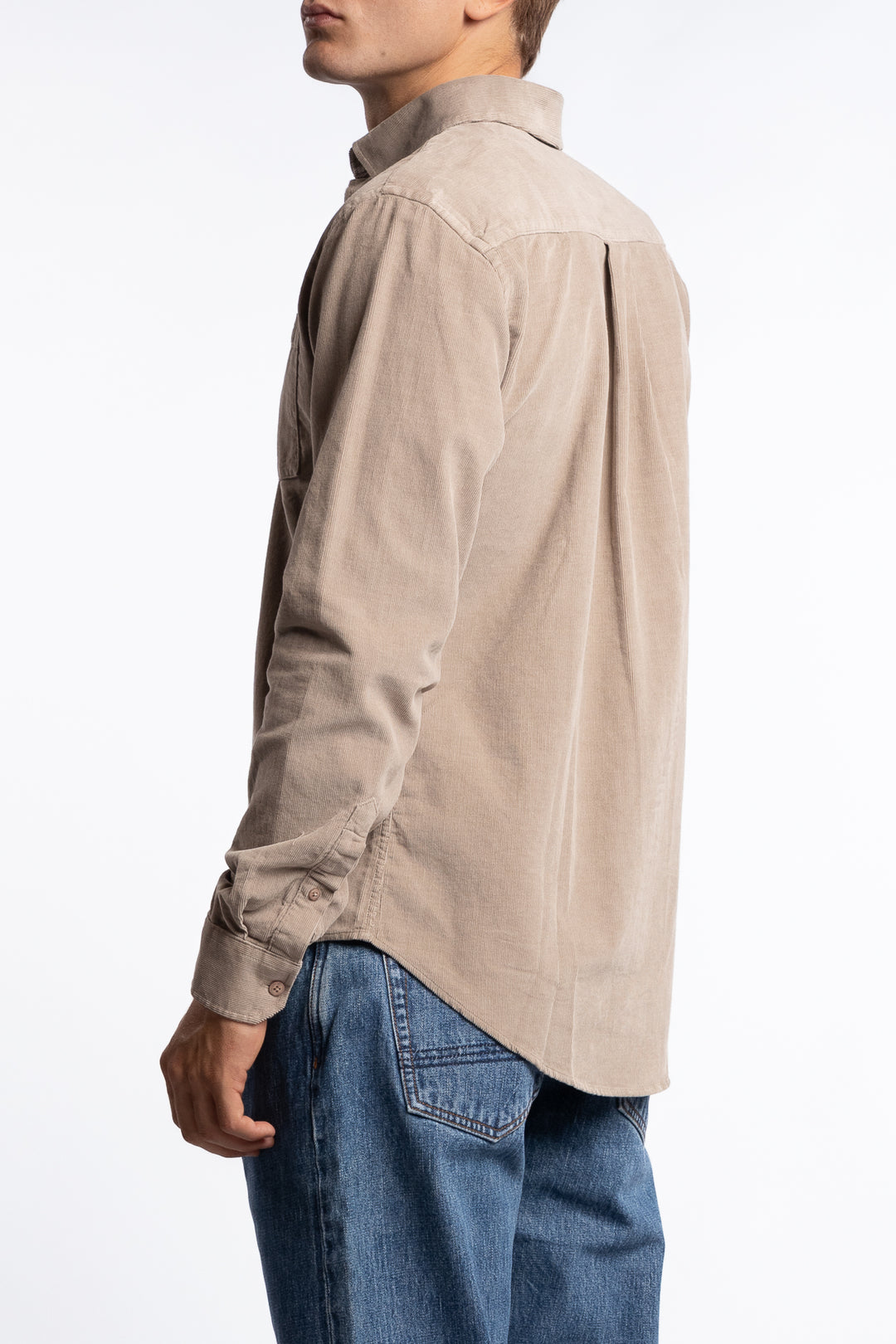 Anton LS BD Baby Cord Shirt Beige