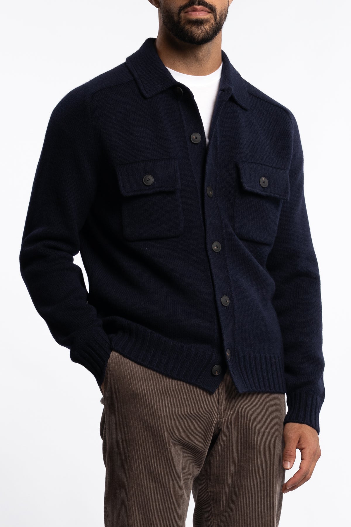 Super Geelong Jacket With Buttons And Shirt Collar Navy