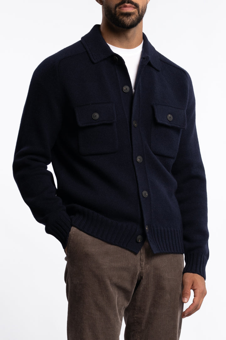 Super Geelong Jacket With Buttons And Shirt Collar Navy