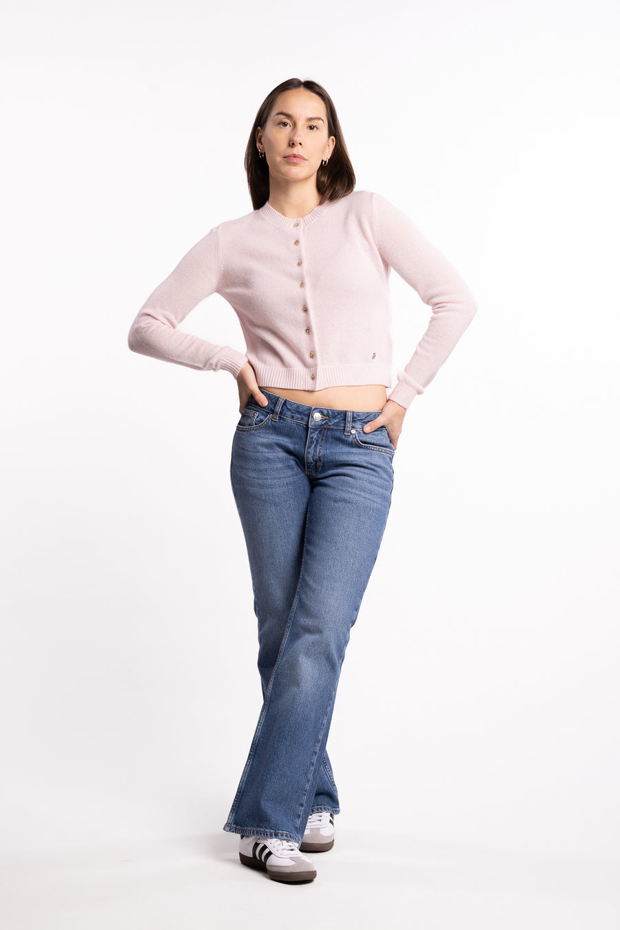 Slim Cashmere Cardigan- Lt. Pink