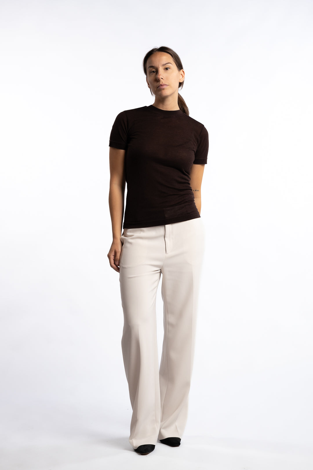Lyocell Cashmere Tee- Brown