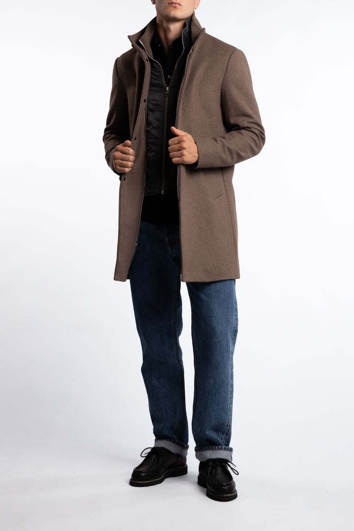 Harvey Classic Wool Coat Walnut