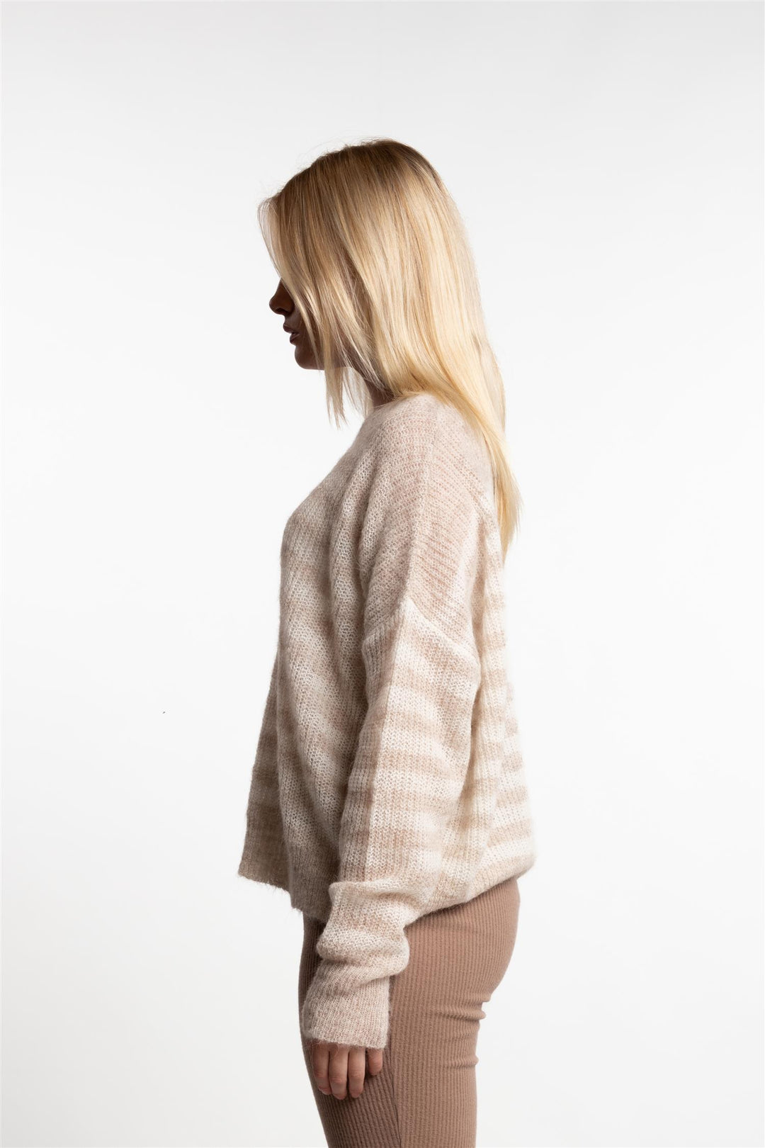 Flora RN Sweater- Beige Stripe