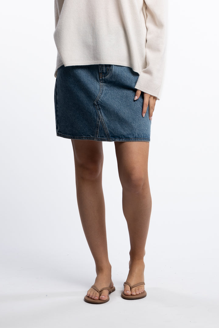Salt Denim Skirt- Stonewashed Blue