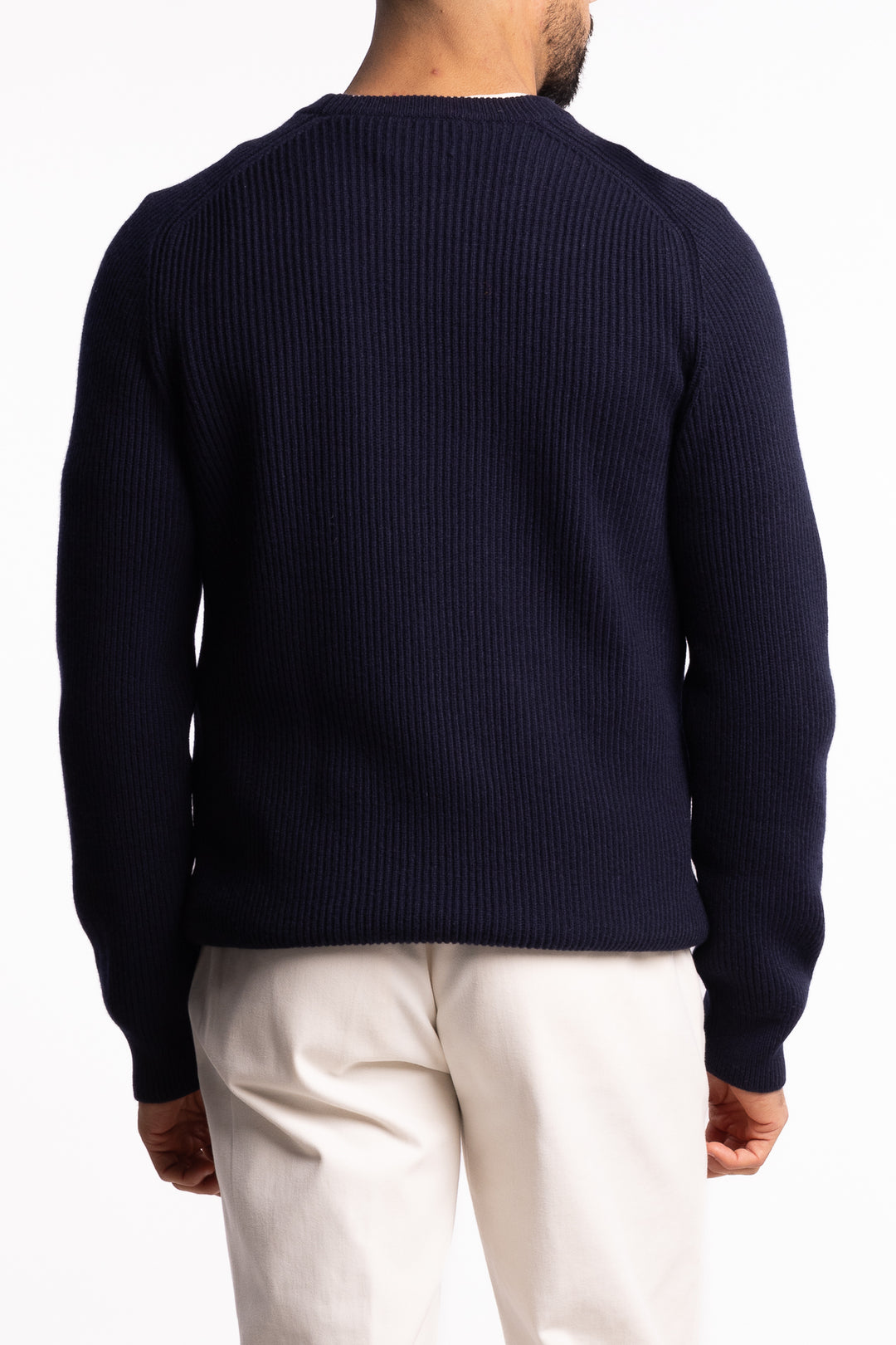 Fisherman´s Rib Virgin Wool Crew Neck Navy
