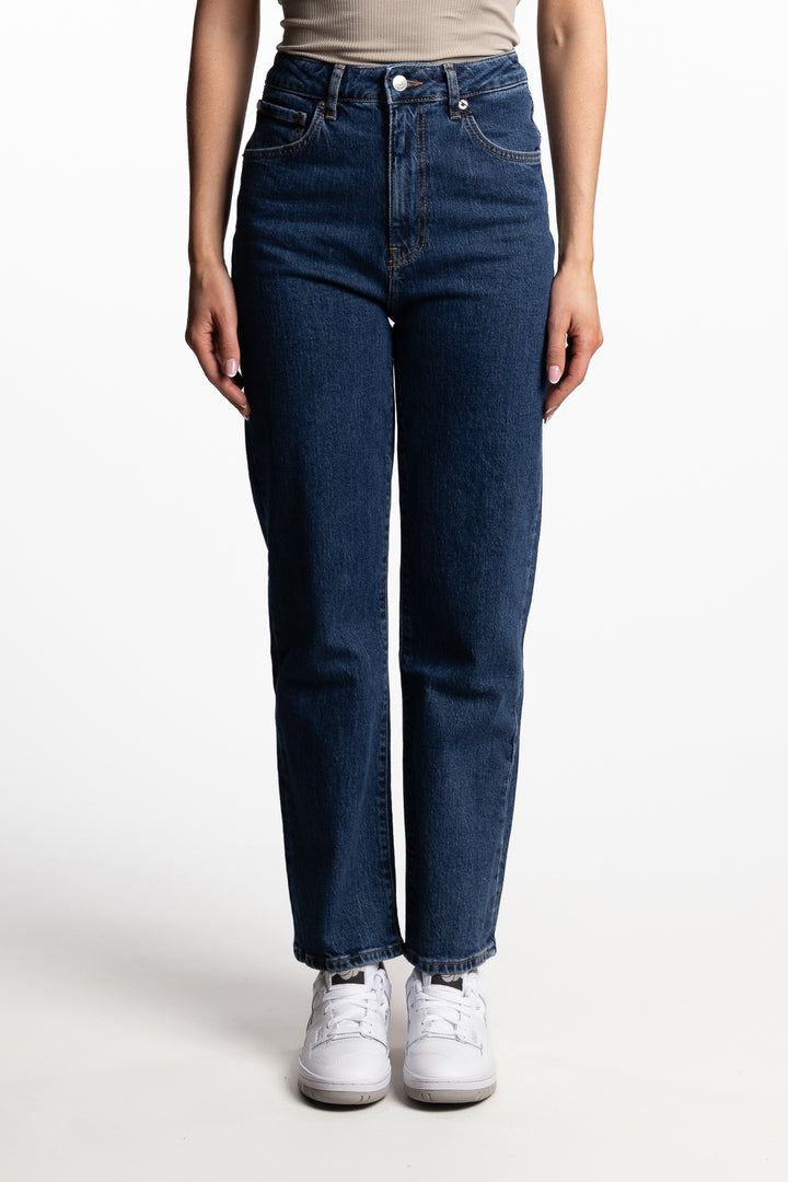 Holly highwaist straight fit cropped length- Dark blue