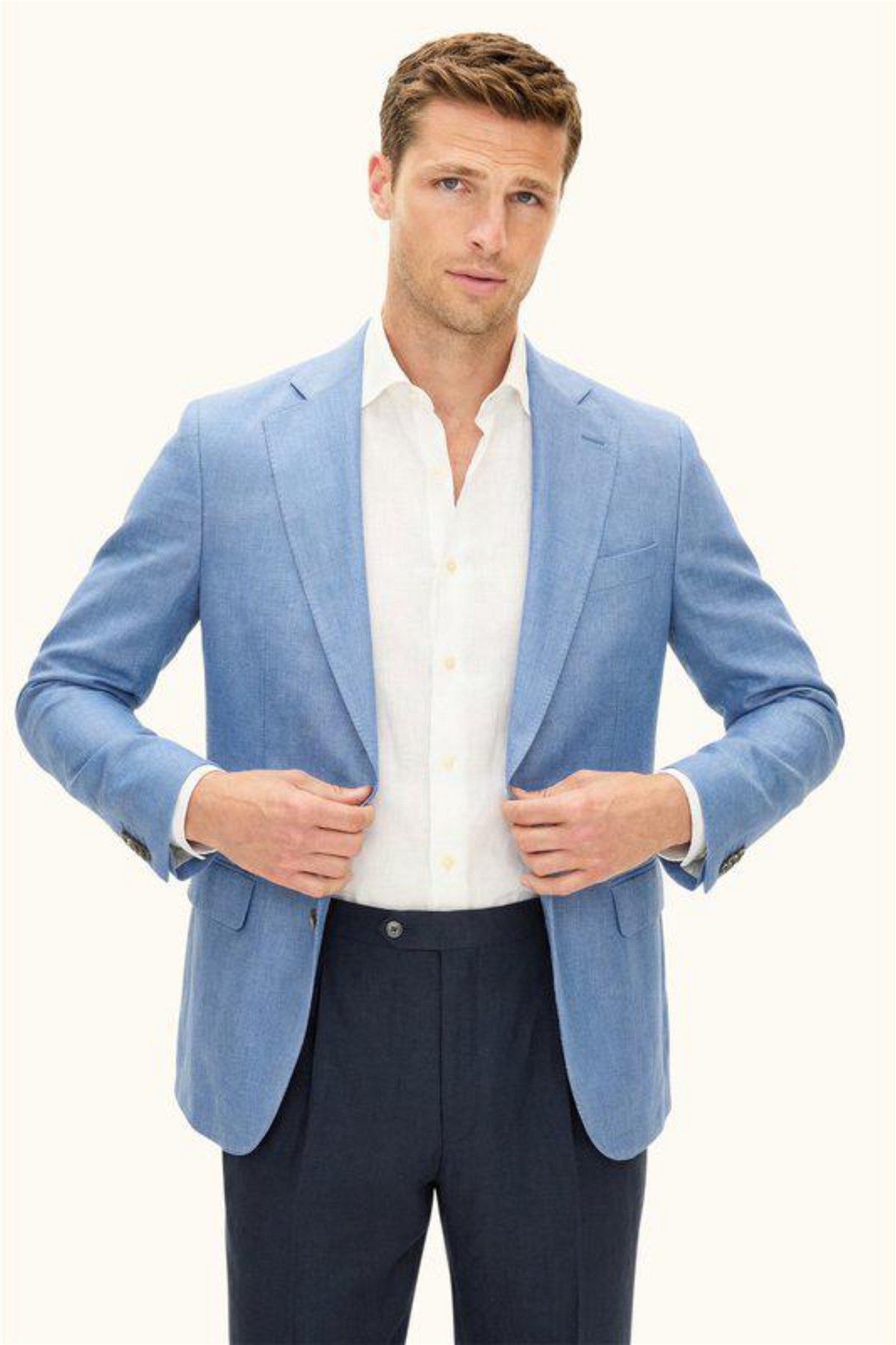 Ferry Soft Regular Fit Linen Blazer Blueberry Blue