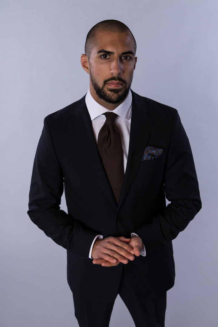 Wool Printed Hanky Blue/Navy