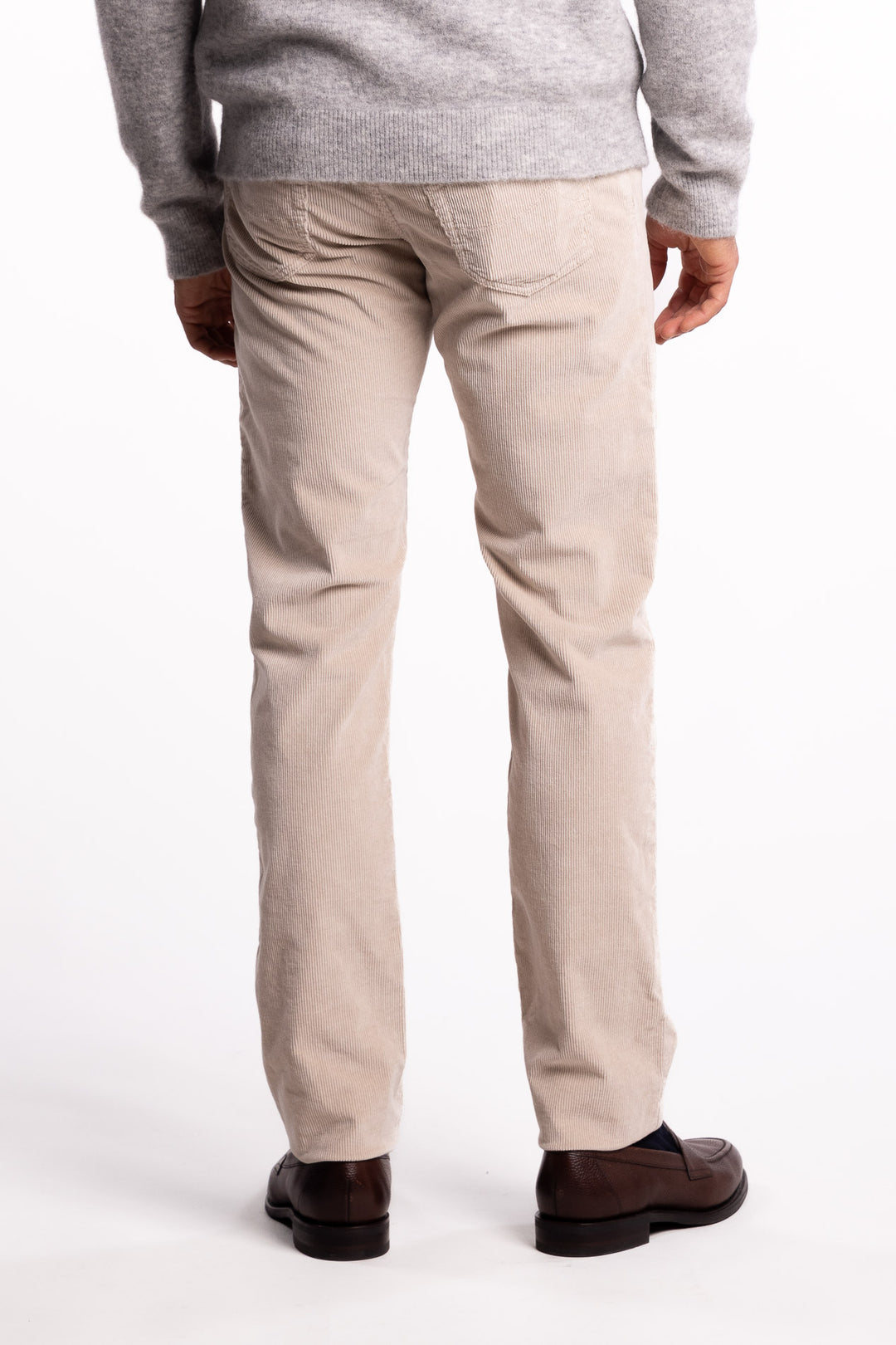 Nick Slim Fit Corduroy Trousers Light Grey