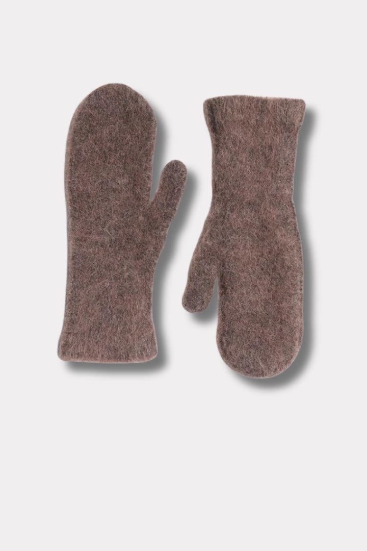 Tine Fluffy Mittens - Dk. Brown