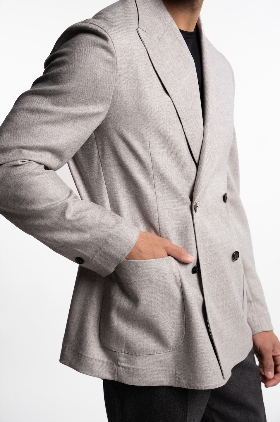 Double Breasted Wool/Cashmere Easywear Blazer Beige