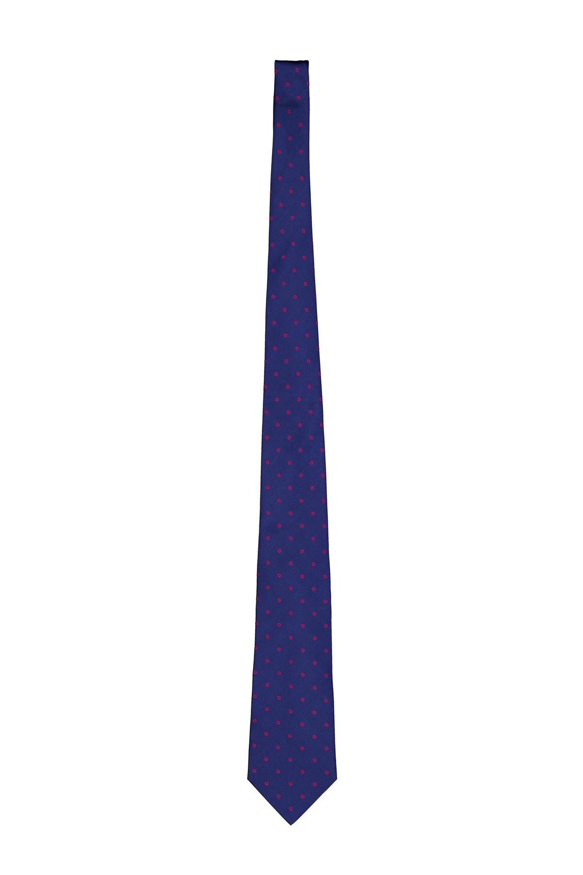 Silk Woven Tie Blue/Red dot
