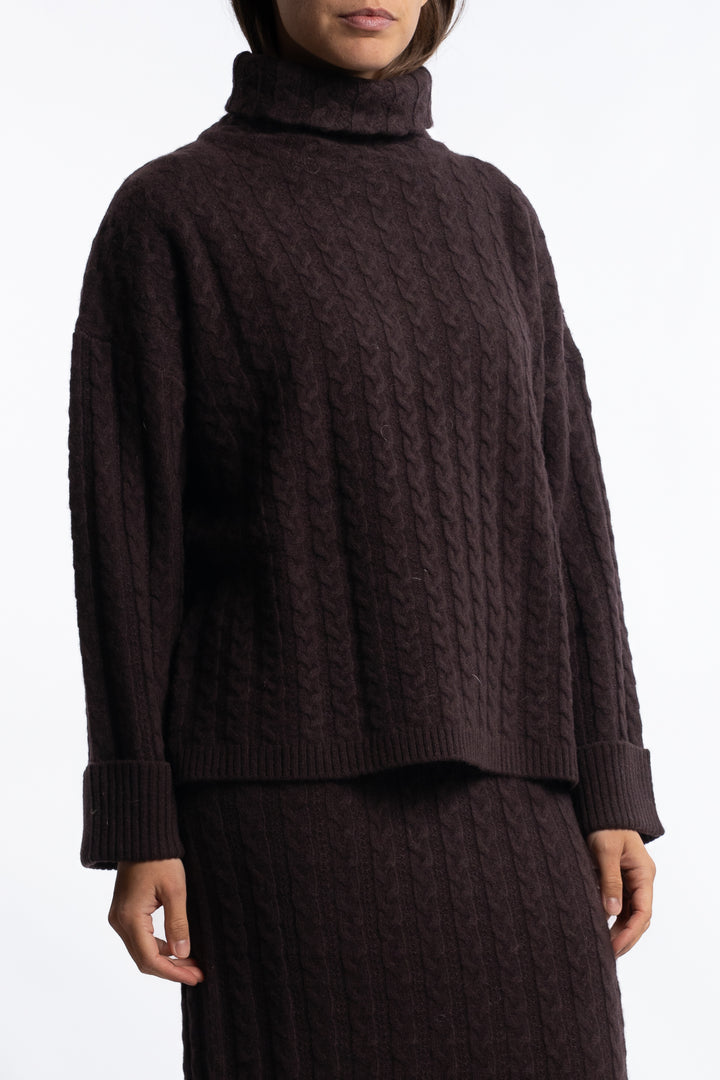 Tilda Merino Sweater- Dark brown