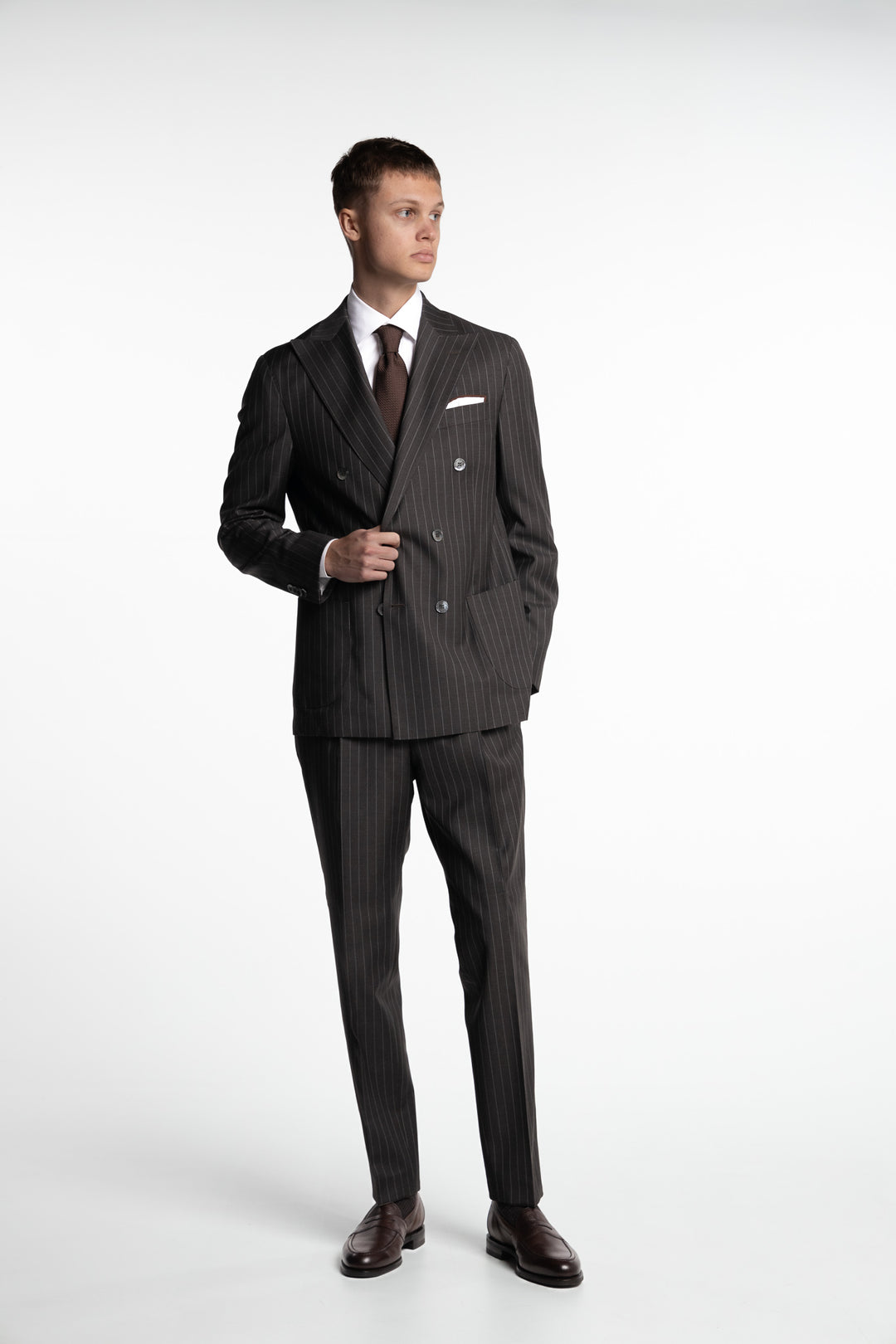 Vicenza DB Wool Blazer Dark Brown Pinstripe