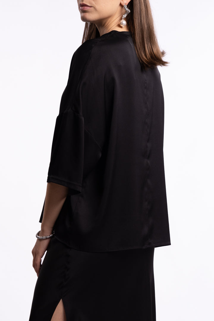 Thess Silk Tee- Black