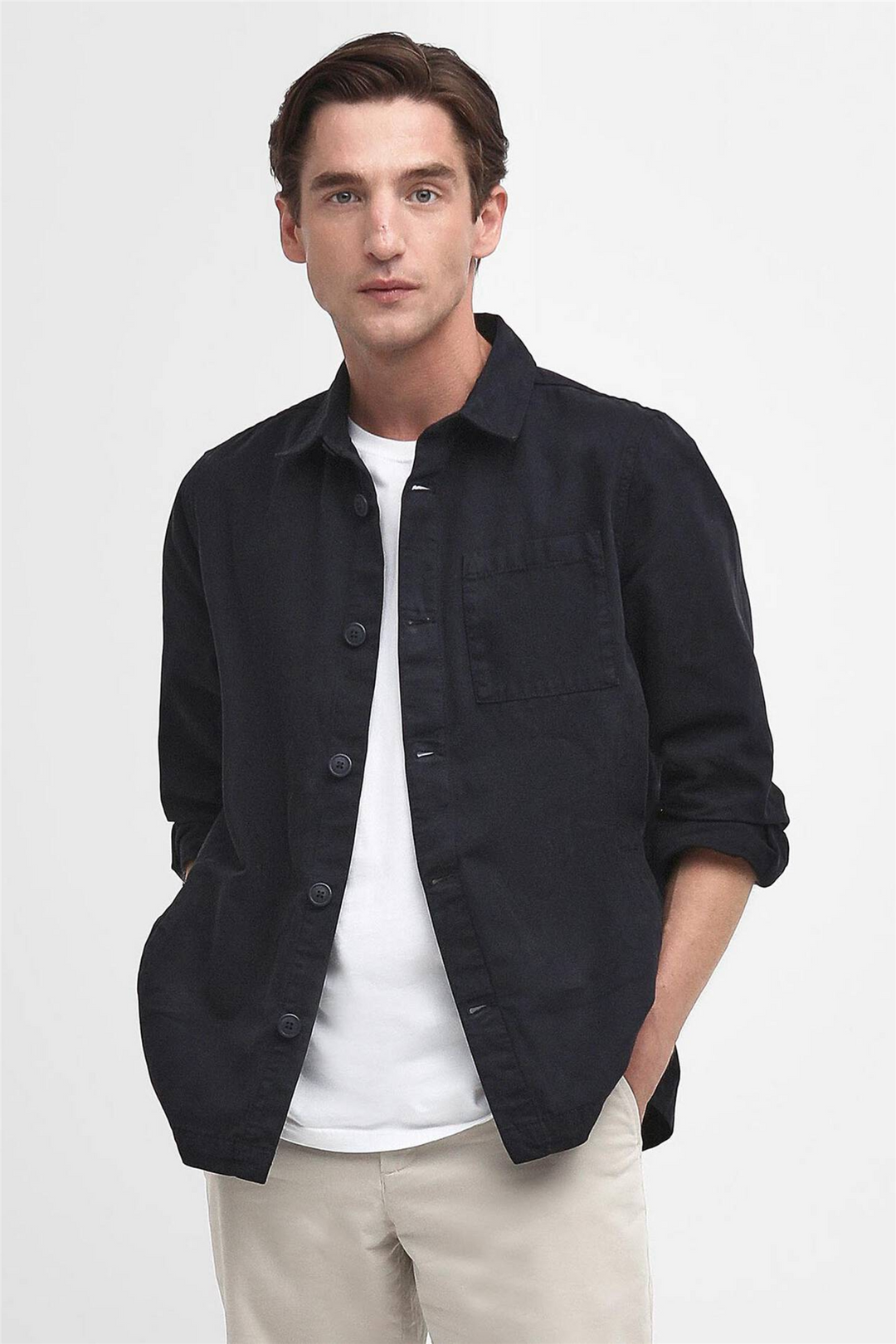 Washed Cotton Overshirt Navy