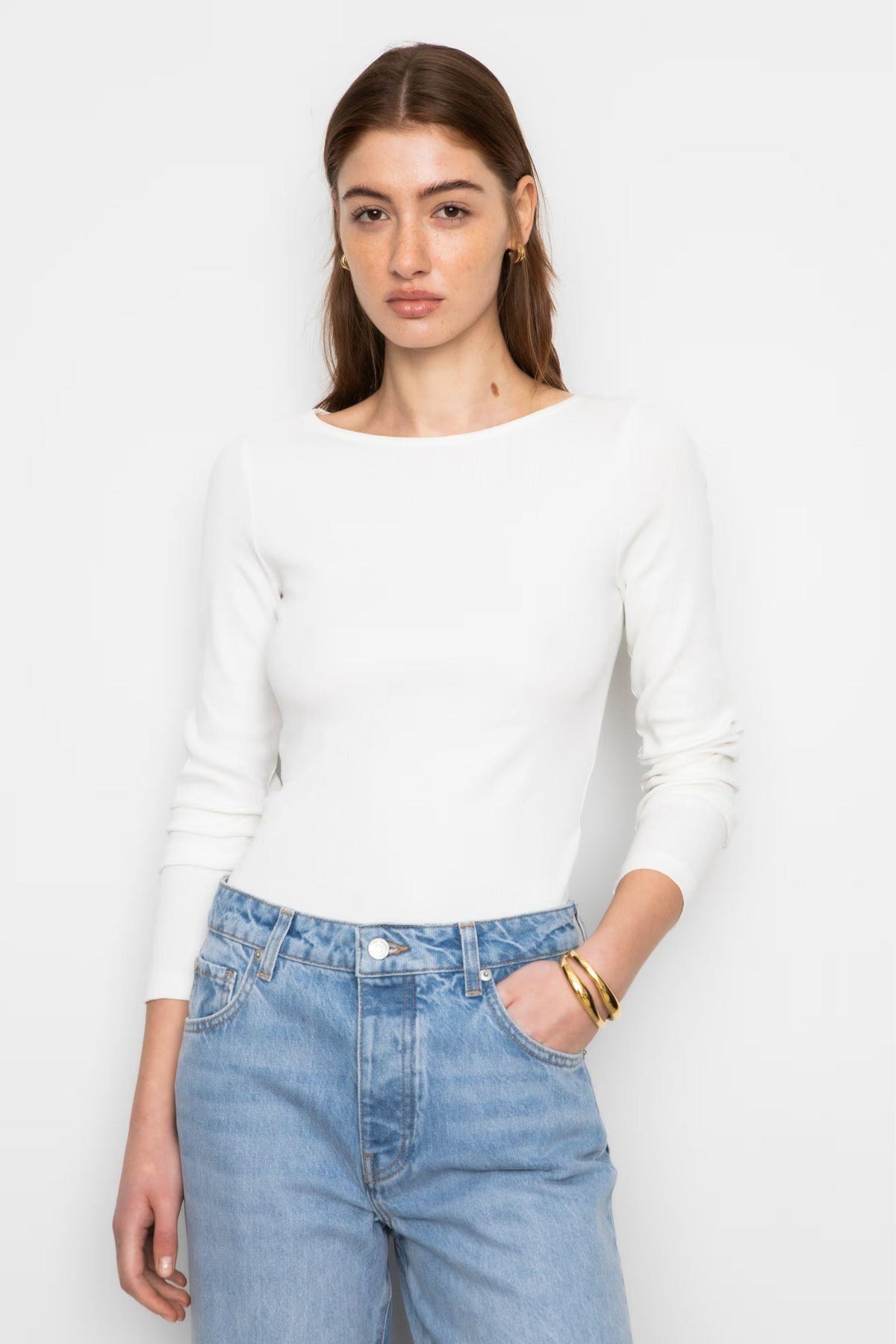 Petronella Rib Boatneck- Off-White