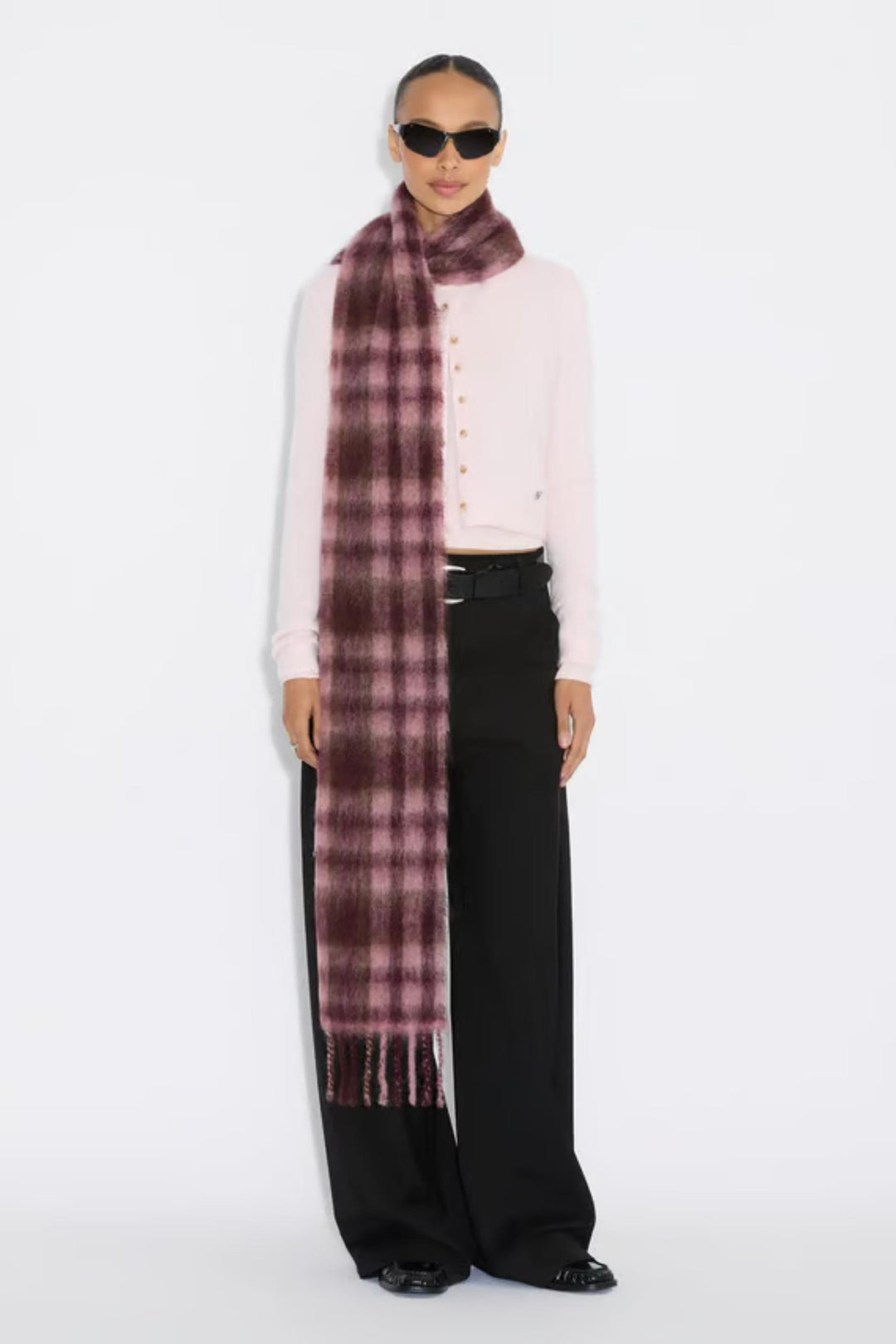 Fresia Check Tassel Scarf- Pink Check
