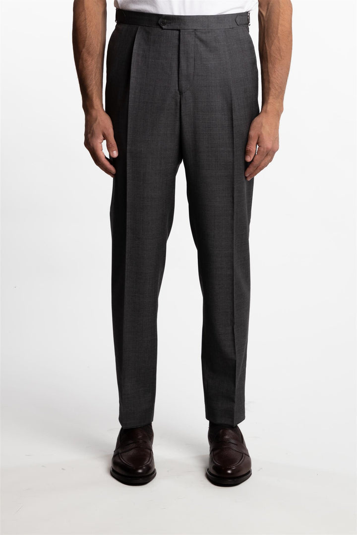 Prato Pleated Wool Trousers Grey Flannel