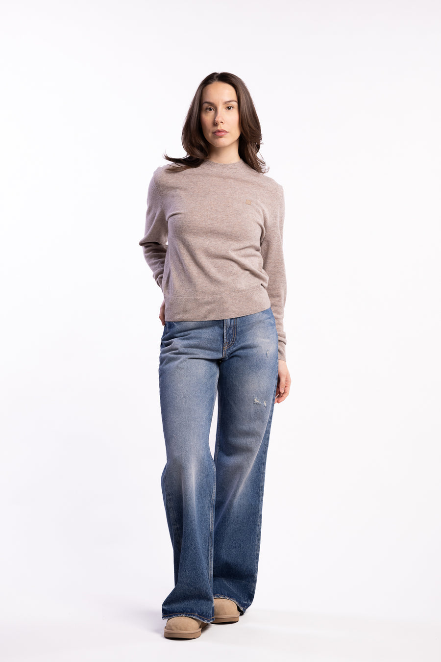 Crewneck Jumper Yak Wool- Greige Melange