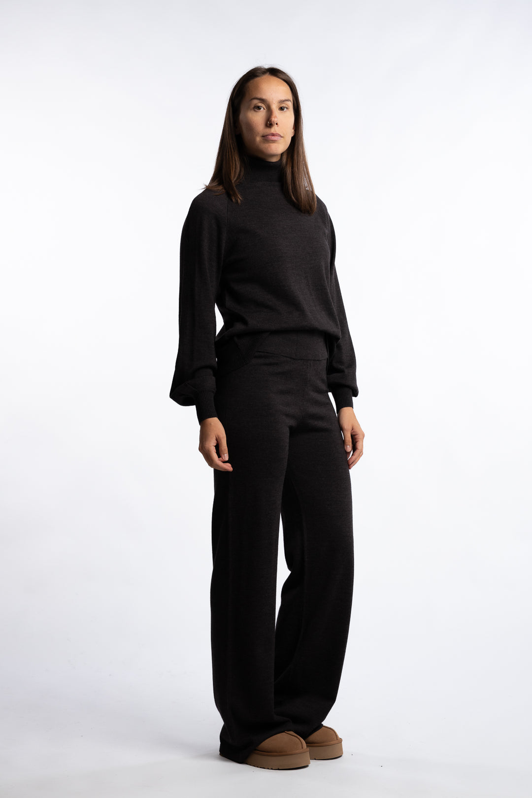 Minken Merino Sweater- Dark Brown Melange
