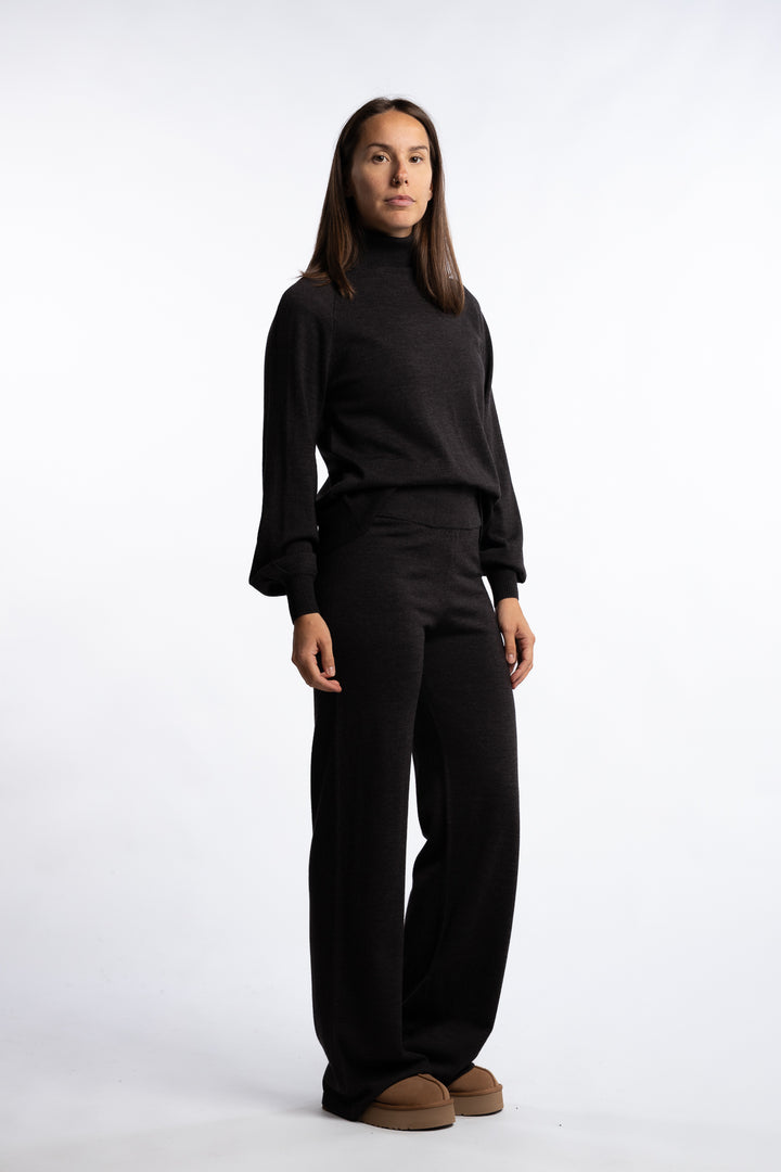 Minken Merino Sweater- Dark Brown Melange