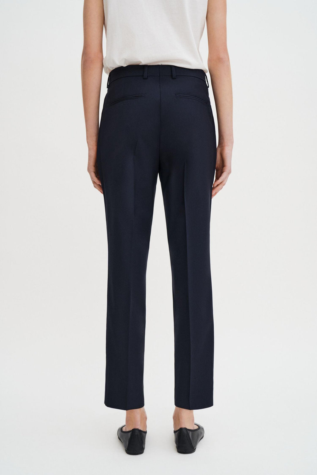 Emma Cropped Cool Wool Trousers- Dark Navy