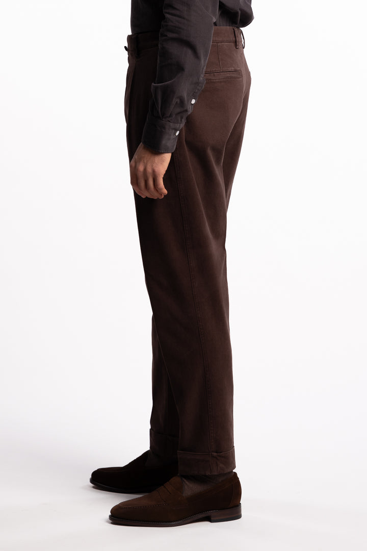 Chiaia Long Cotton Chinos Brown
