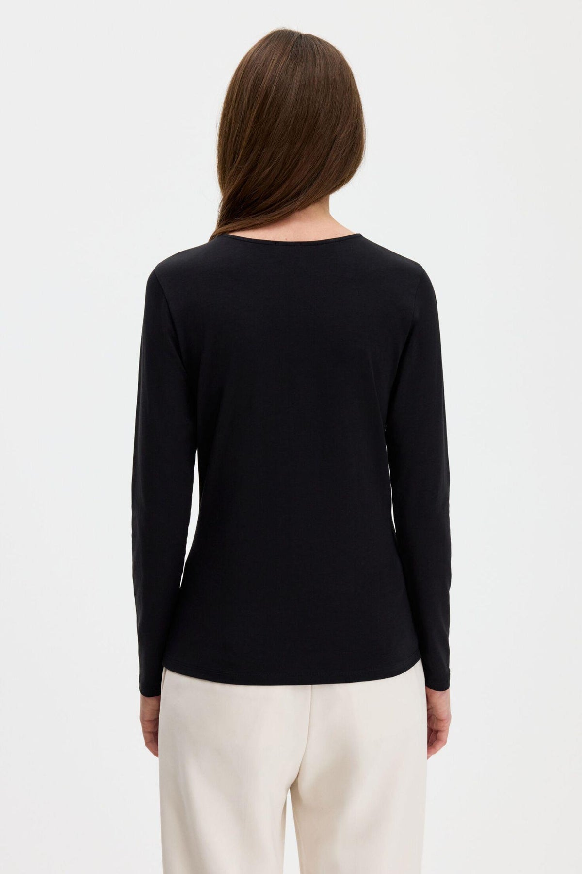 Cotton Stretch Long Sleeve- Black