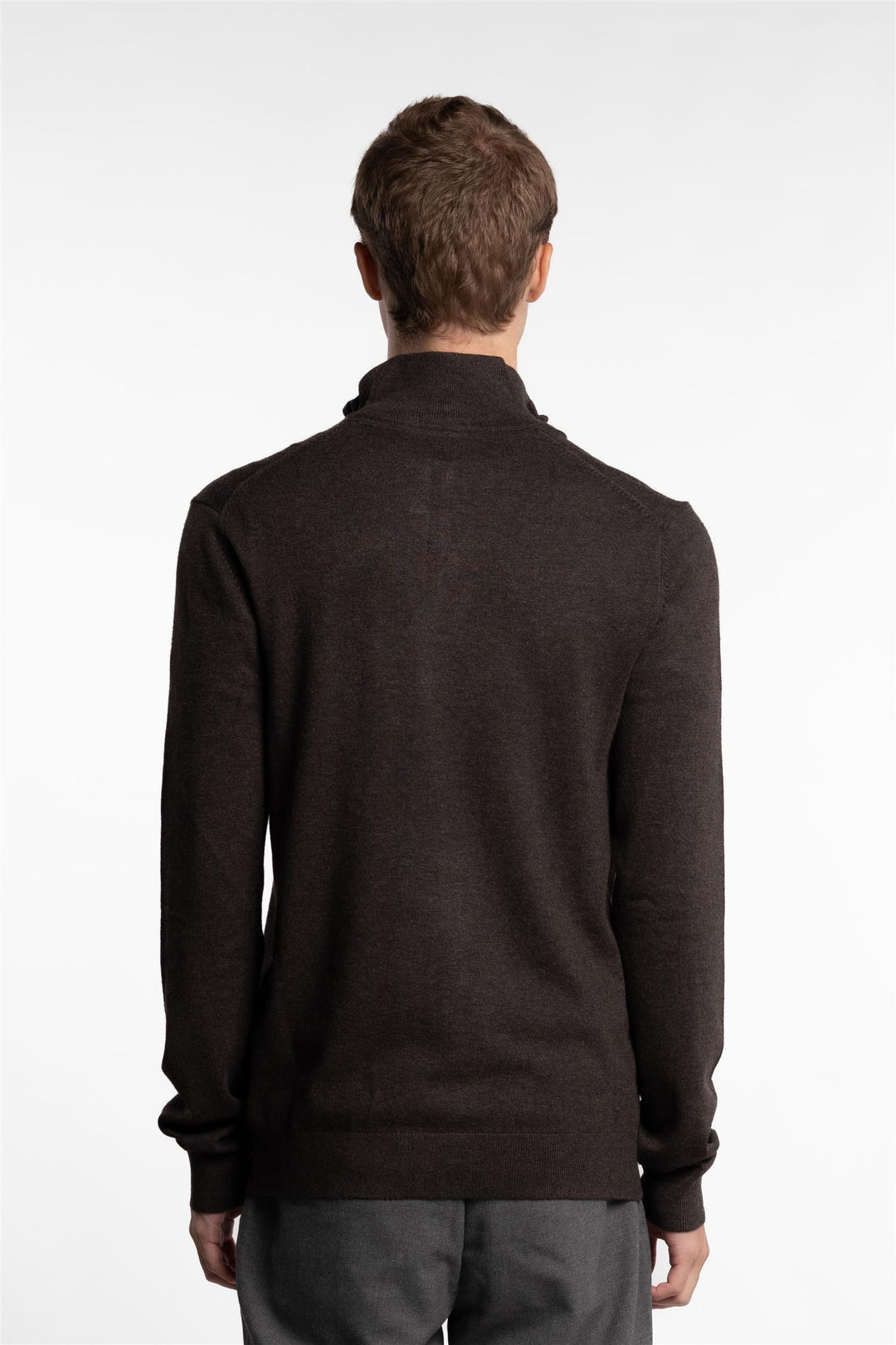 Half Zip Mélange Knit Brown Mix