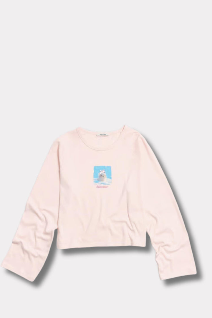 Kitty Long-Sleeve - Lt. Pink