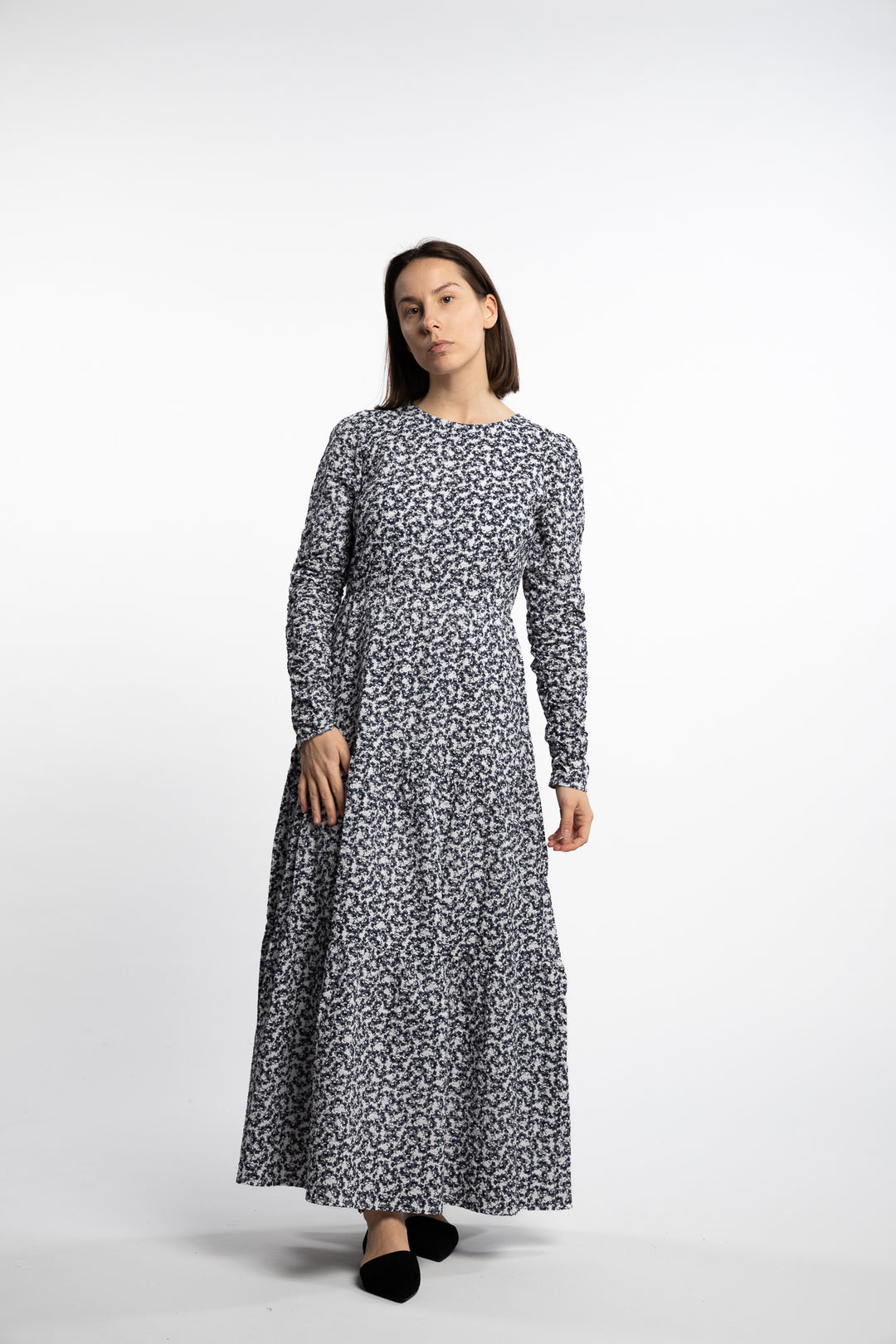 Dora Dress- Navy Rosehip Print