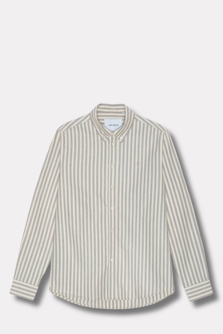 Konrad Striped Oxford Shirt Eggnog White