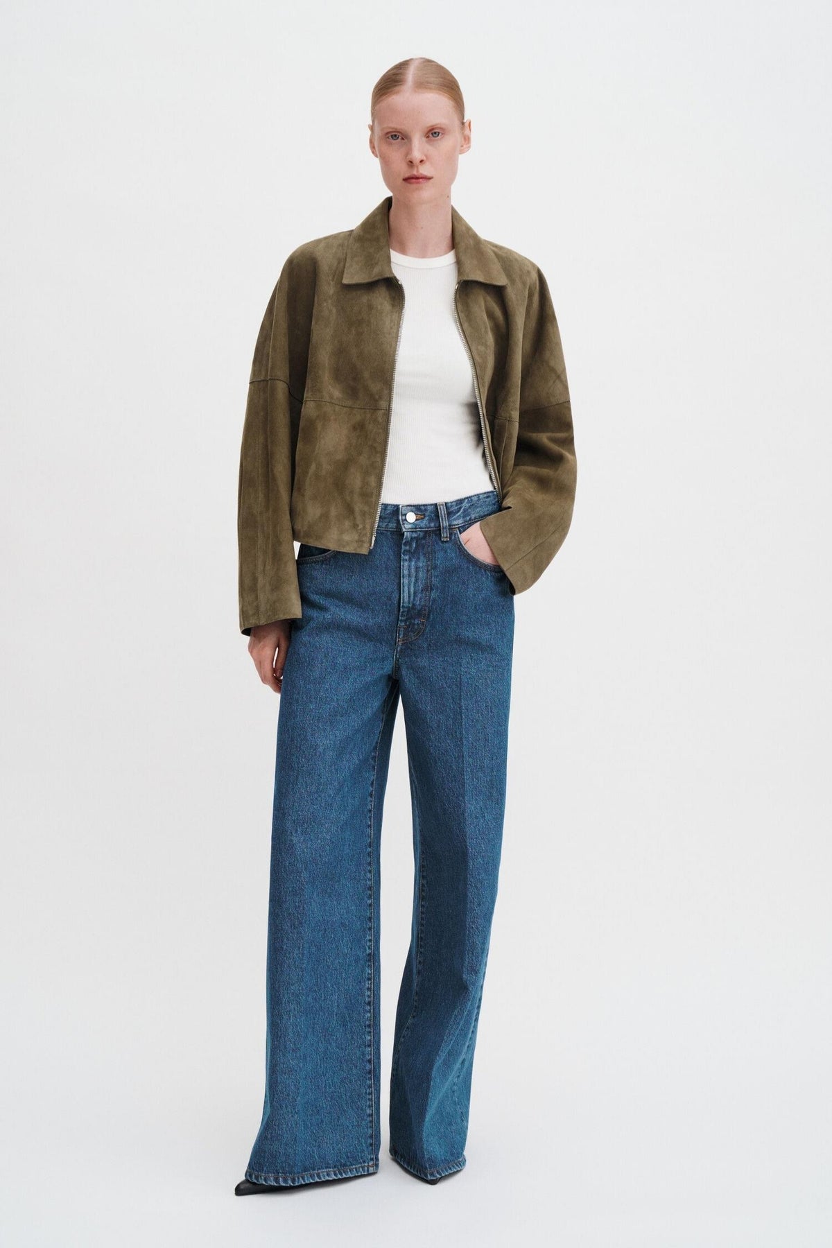 Wide Leg Jeans- Washed Mid Blue